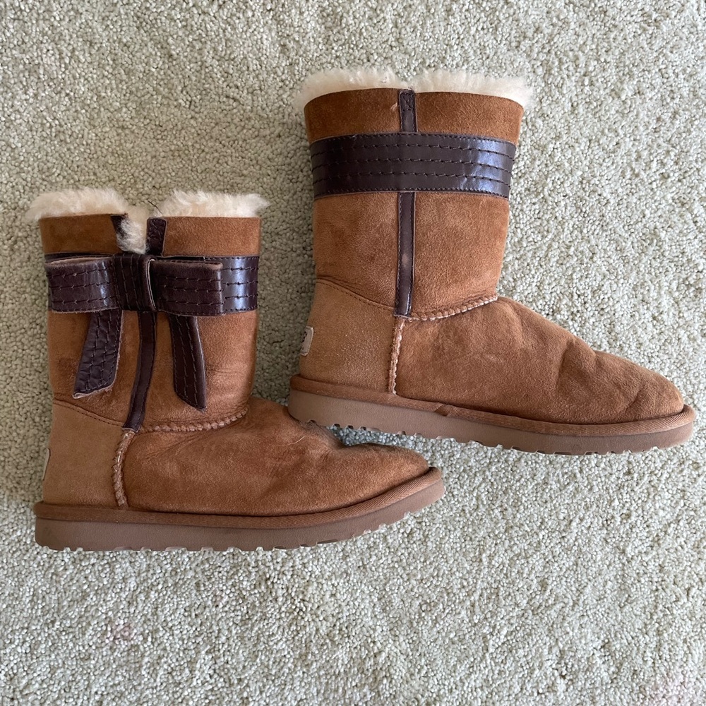 Ugg suede boots with leather bows